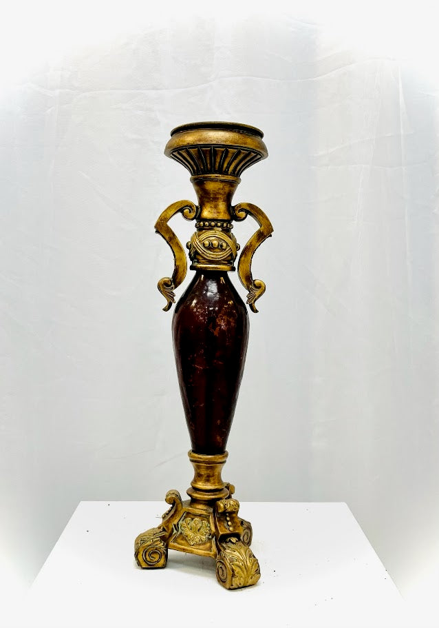 Wood and Gold Footed Candle Holders