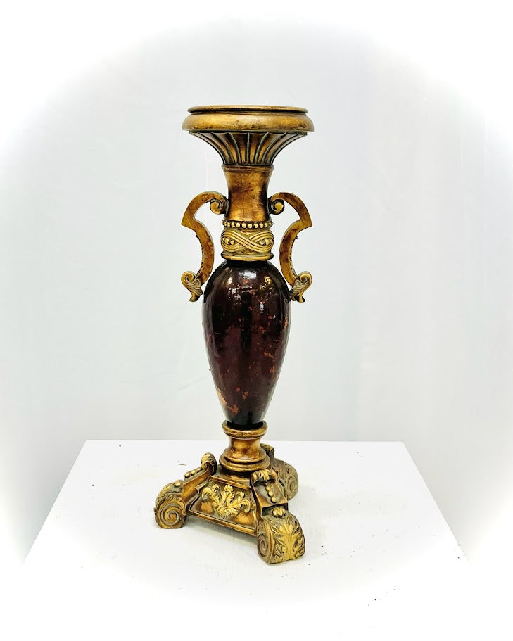 Wood and Gold Footed Candle Holders