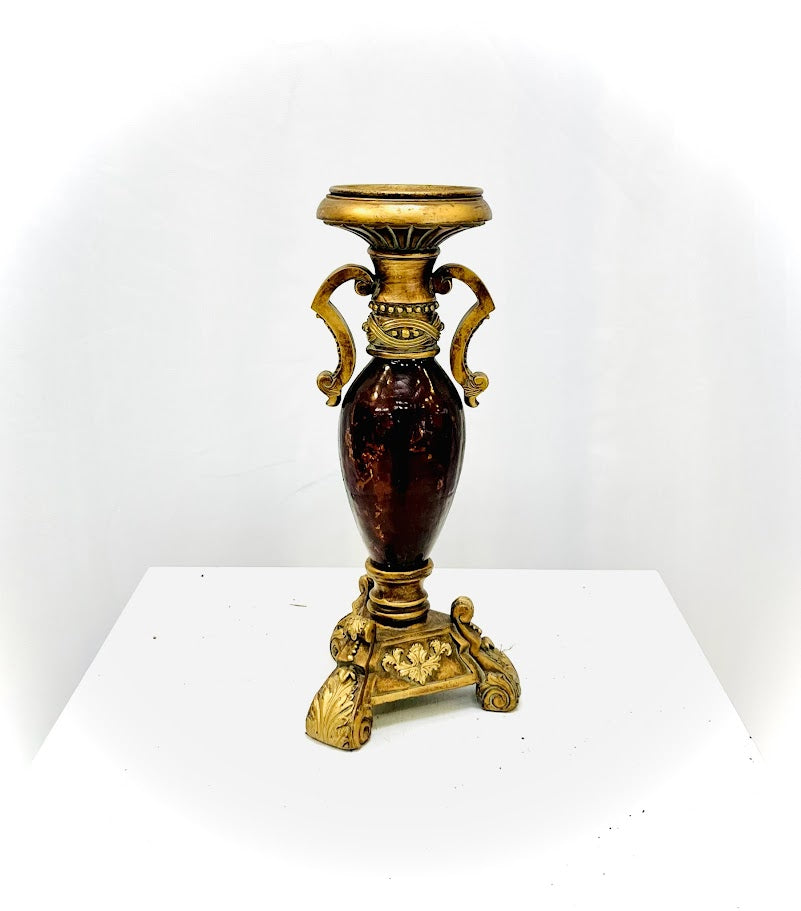 Wood and Gold Footed Candle Holders