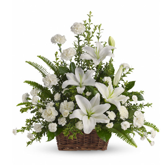 Peaceful White Lilies Basket