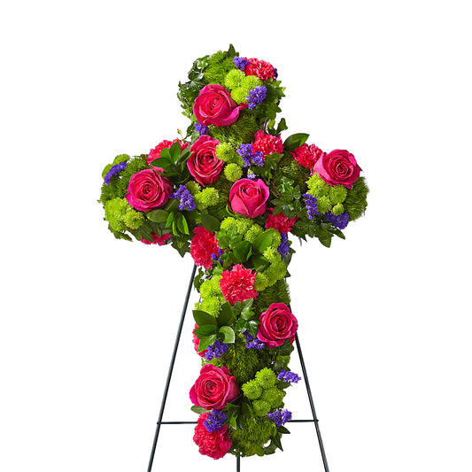 Tribute Rose Floral Cross