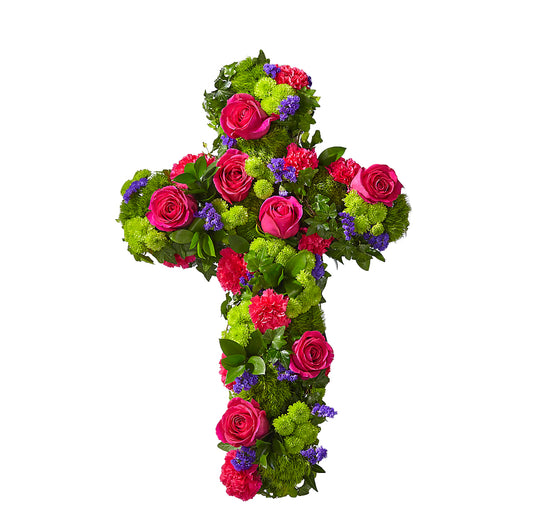 Tribute Rose Floral Cross