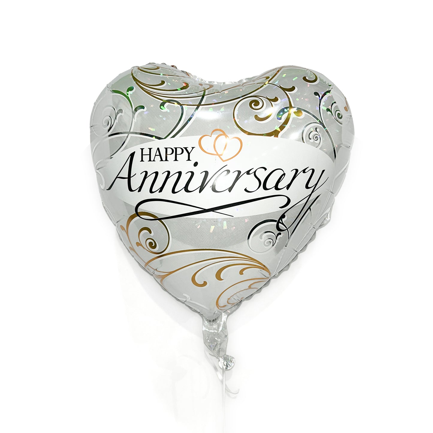 Happy anniversary white heart mylar balloon