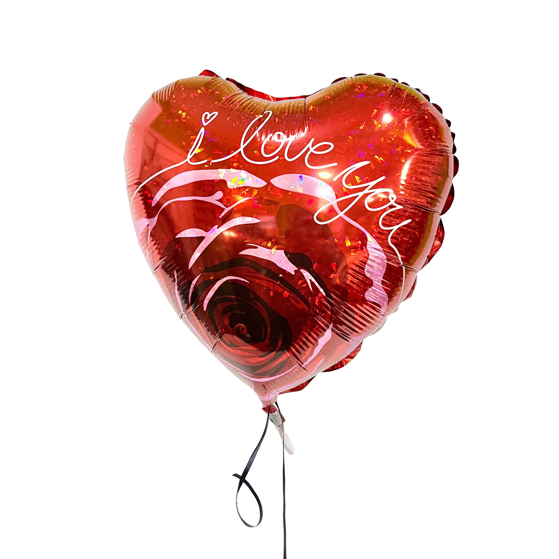 I love you — red heart-shaped mylar balloon
