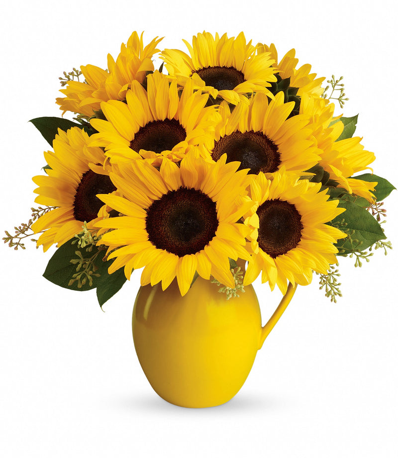 Sunny Day Pitcher of Sunflowers Bouquet