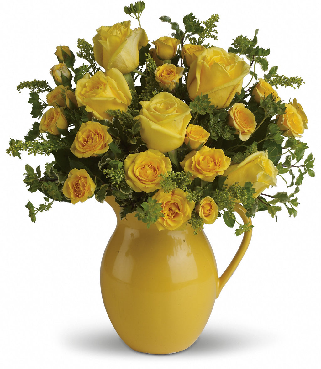 Sunny Day Pitcher of Roses Bouquet